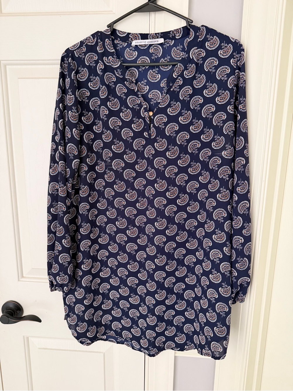 Collective Concepts Navy Paisley Long-Sleeve Tunic